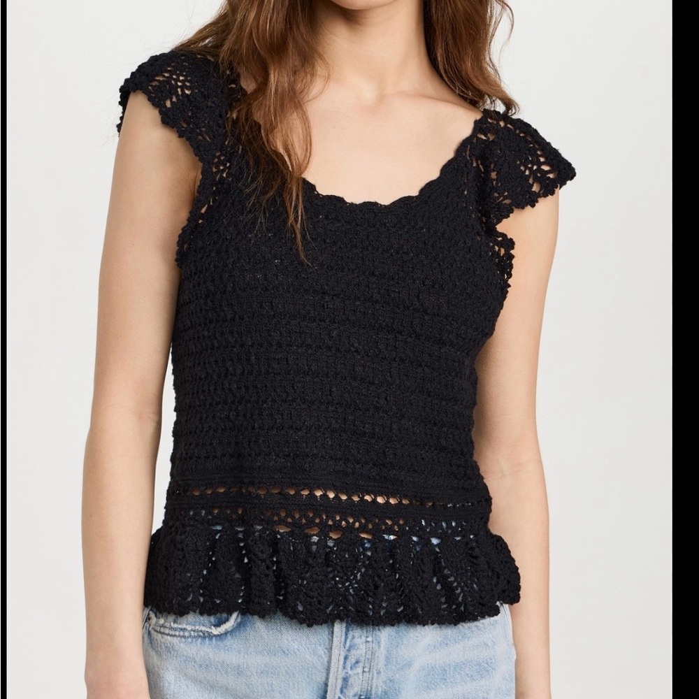 Rails Elegant Black Crochet  Top